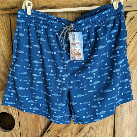 Biwisy Swim Trunks Shorts NWT size 2XL Quick Dry Mesh Blue Lining V-1 - Picture 2 of 10